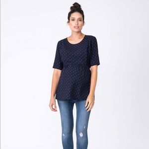 Seraphine Navy Blue Dot Maternity & Nursing Top